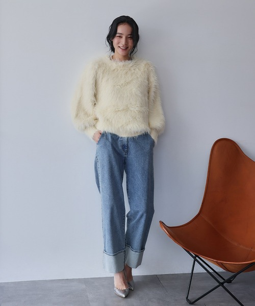 ELFRANK ニット セーター シャギーニット プルオーバー レディース