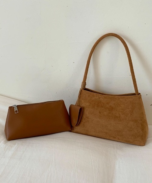ハンドバッグ 「3点セット」「キーホルダー/ポーチ付き」スエードワン