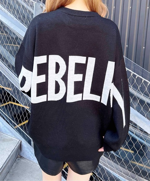 INGNI（イング） ニット セーター バックビッグロゴチュニックニット