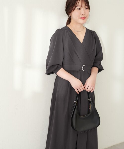 「natural couture」 7分袖ワンピース LL モカ レディース_画像2