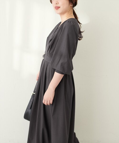 「natural couture」 7分袖ワンピース LL モカ レディース_画像4