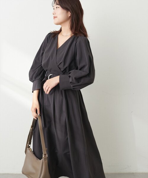 「natural couture」 7分袖ワンピース LL モカ レディース_画像6