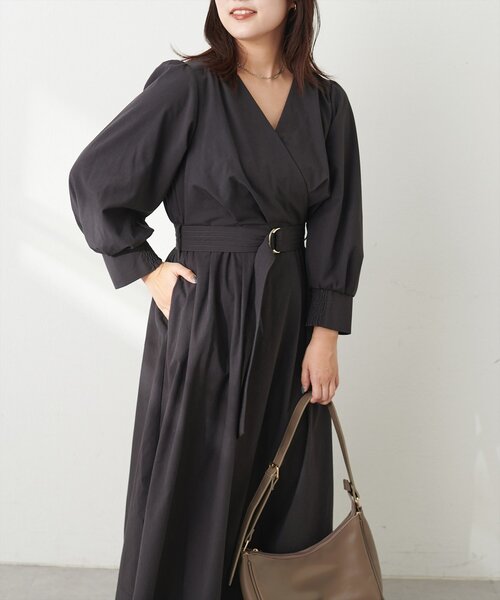 「natural couture」 7分袖ワンピース LL モカ レディース_画像7