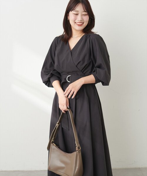 「natural couture」 7分袖ワンピース LL モカ レディース_画像8