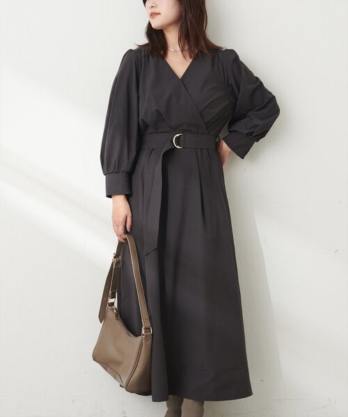 「natural couture」 7分袖ワンピース LL モカ レディース_画像9