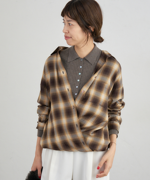 IENA（イエナ） ブラウス シャツ チェックカシュクールシャツ