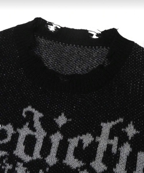 MONOCHROME セーター ニット クロスグラフィックダメージニット メンズ