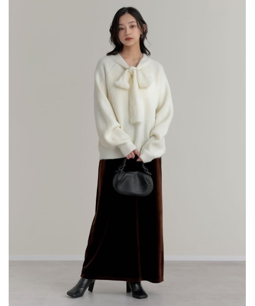 Rene❣️リボンニットsize36 Re:EDIT（リエディ） ニット セーター ネックリボンニットトップス