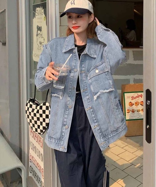 「meJane」 デニムジャケット FREE ブルー レディース_画像2