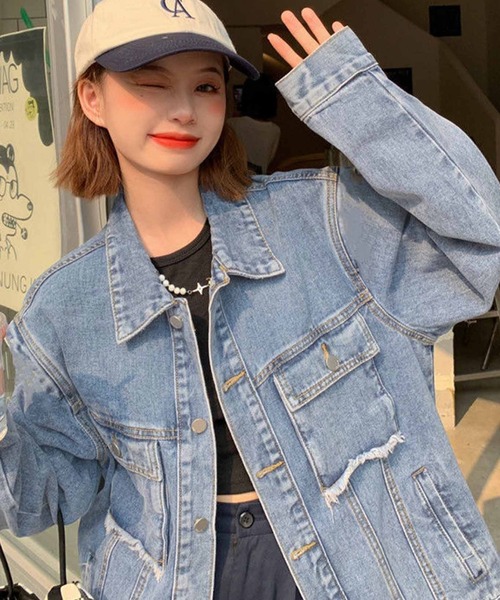 「meJane」 デニムジャケット FREE ブルー レディース_画像3