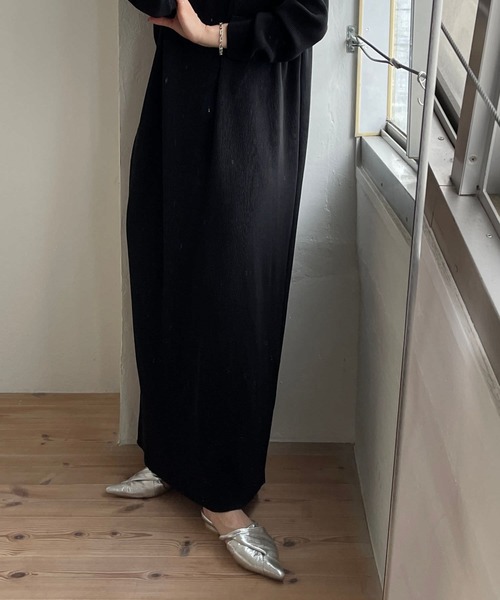 「wee9s」 長袖ワンピース LONG ブラック レディース_画像2