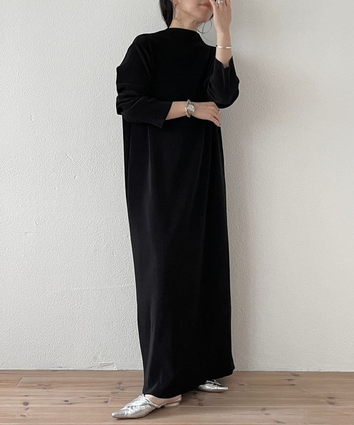 「wee9s」 長袖ワンピース LONG ブラック レディース_画像4