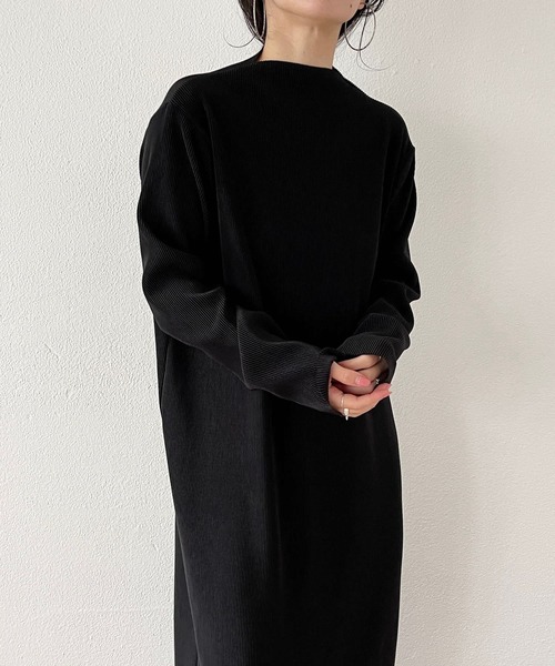 「wee9s」 長袖ワンピース LONG ブラック レディース_画像6