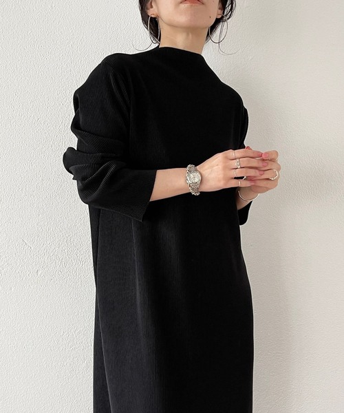 「wee9s」 長袖ワンピース LONG ブラック レディース_画像9