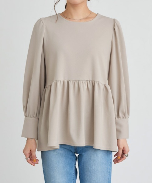 「Pierrot」 長袖カットソー M グレイッシュベージュ レディース_画像6