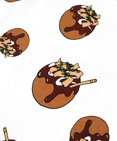 PUNYUS（プニュズ） tシャツ 半袖 たこ焼き総柄Tシャツ レディース