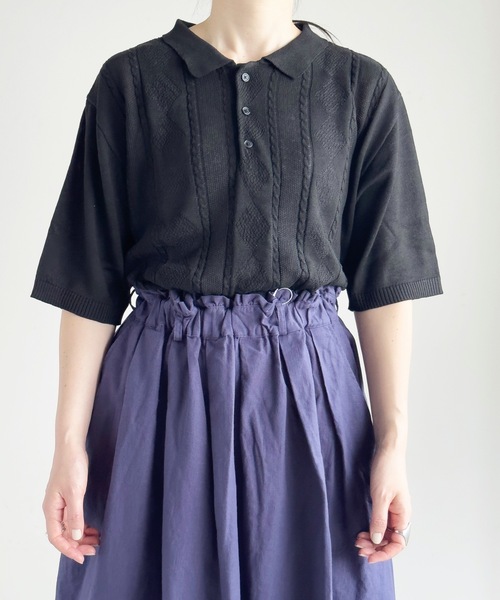 「COMMON WARE」 半袖ニット M ブラック レディース_画像8