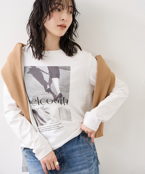 VIS（ビス） tシャツ ロゴ＆フォトアソートプリントロンT レディース