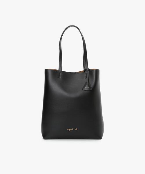 agnes b. レザー トートバッグ ロゴ レザーネーム ミニ トートバッグ（トートバッグ）｜To b. by
