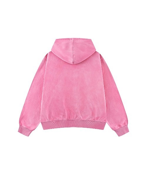 WOKE EDGE ピンク サーマルジップパーカー WOKE EDGE / ウォークエッジ Washed Thermal Zip Hoodie（パーカー