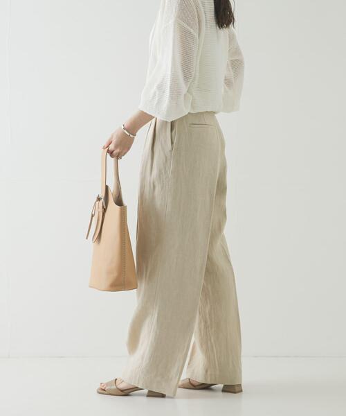 パンツ オックスリネンストレートパンツ レディース_8