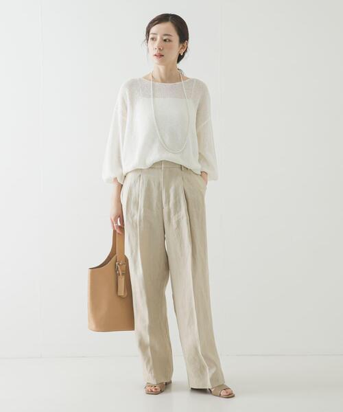 パンツ オックスリネンストレートパンツ レディース_9