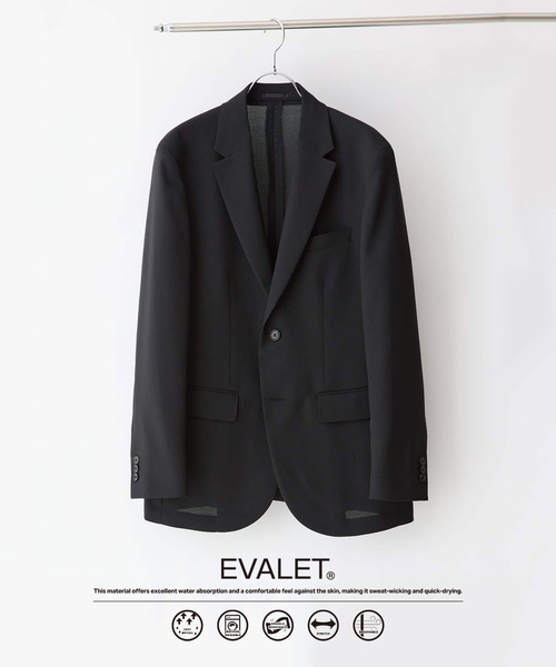 ジャケット テーラードジャケット ”吸汗＆速乾機能” EVALET メッシュ 2ボタン ジャケット メンズ レディースの画像