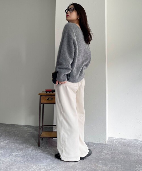 「fredy emue」 イージーパンツ 38 チャコールグレー レディース_画像4