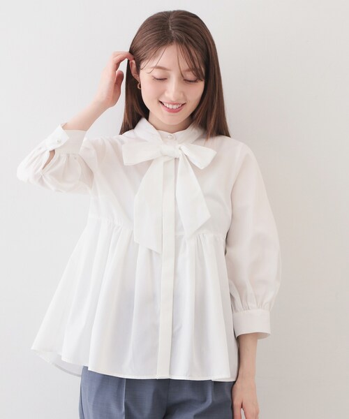 it japan  ペプラムドットブラウス アイボリー38 フロッキードットペプラムブラウス（シャツ・ブラウス） | Couture