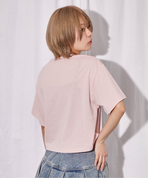 tシャツ 「花柄刺繍×ラインストーン」短丈Tシャツ／Y2K／春夏／全4色
