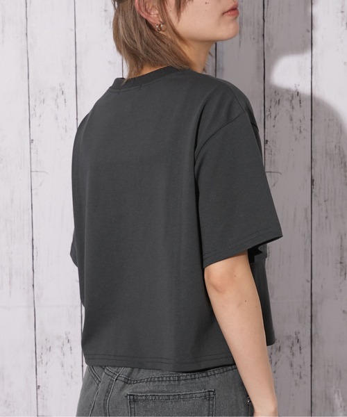tシャツ 「花柄刺繍×ラインストーン」短丈Tシャツ／Y2K／春夏／全4色