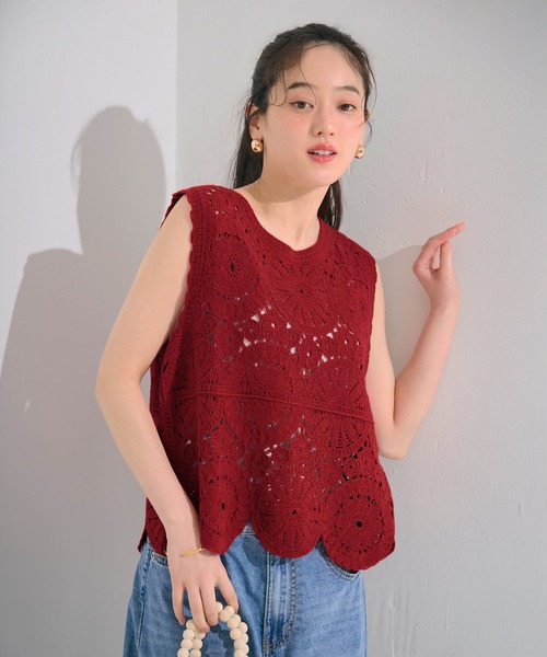coca（コカ） タンクトップ ノースリーブ 「WEB限定セール」かぎ編み