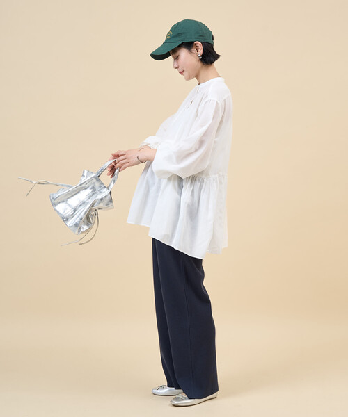 マタニティ 限定展開　「産前・産後対応」オーガニックコットン マタニティ セルフカット リブパンツの画像