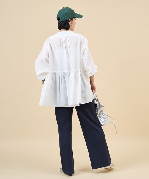 マタニティ 限定展開　「産前・産後対応」オーガニックコットン マタニティ セルフカット リブパンツの画像