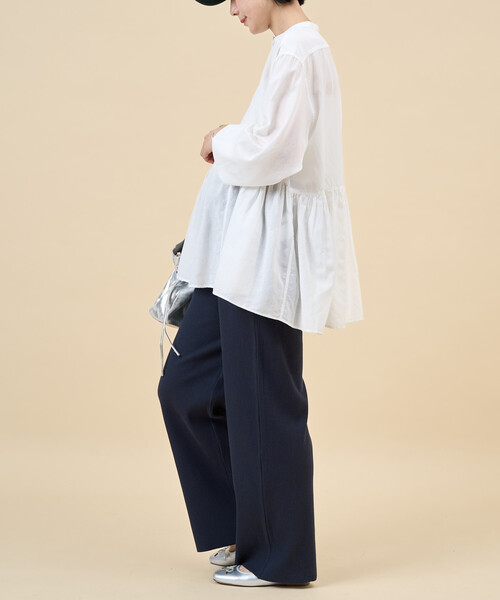 マタニティ 限定展開　「産前・産後対応」オーガニックコットン マタニティ セルフカット リブパンツの画像
