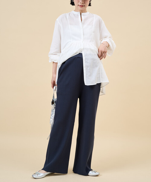 マタニティ 限定展開　「産前・産後対応」オーガニックコットン マタニティ セルフカット リブパンツの画像