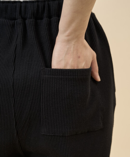 マタニティ 限定展開　「産前・産後対応」オーガニックコットン マタニティ セルフカット リブパンツの画像