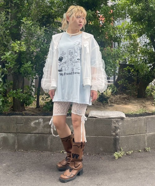「Candy Stripper」 半袖Tシャツ FREE ピンク レディース_画像9