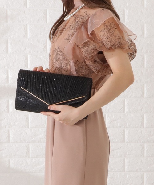 Lace Ladies クラッチバッグ パーティーバッグ メタリックパーツ