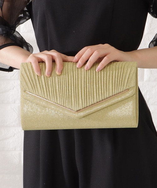 Lace Ladies クラッチバッグ パーティーバッグ メタリックパーツ