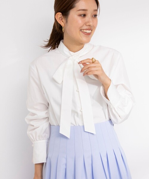 NOLLEY'S Sophi シャツ ブラウス ボウタイ付パール釦2WAYシャツ