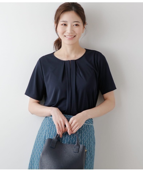 tシャツ ポリエステル強撚スムース フロントタック半袖プルオーバー レディース