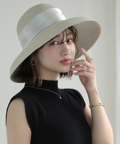 Unitage 帽子 ハット リボン麦わらHAT レディース : ZOZOTOWN