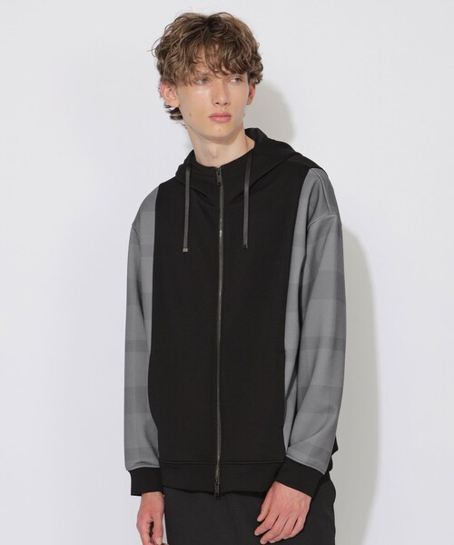 CB CRESTBRIDGE パーカー ハイネックパーシャルチェックジップ