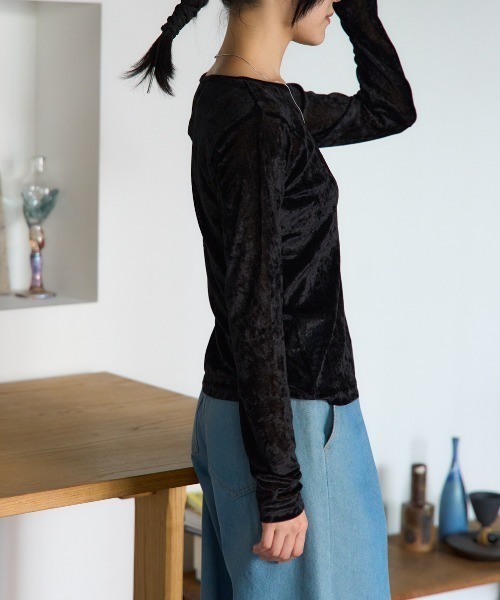 TRIANGLE PALETTE tシャツ シアーベロアトップス レディース