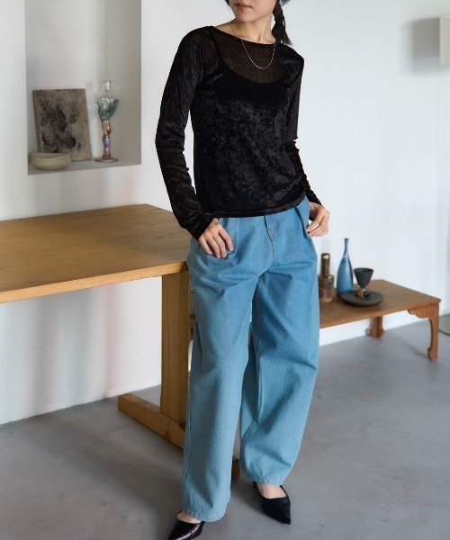 TRIANGLE PALETTE tシャツ シアーベロアトップス レディース