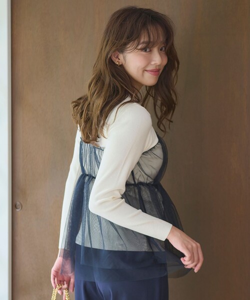 EM pearlチュールコンビニットトップス EIMY ISTOIRE エイミーイストワール eimy istoire EM pearlチュール
