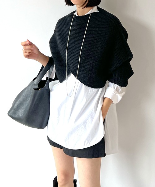 ニット セーター Fluffy lace-up cape ニット レディース STELLA FISH ニット セーター Cape Poncho Knit Tops レディース