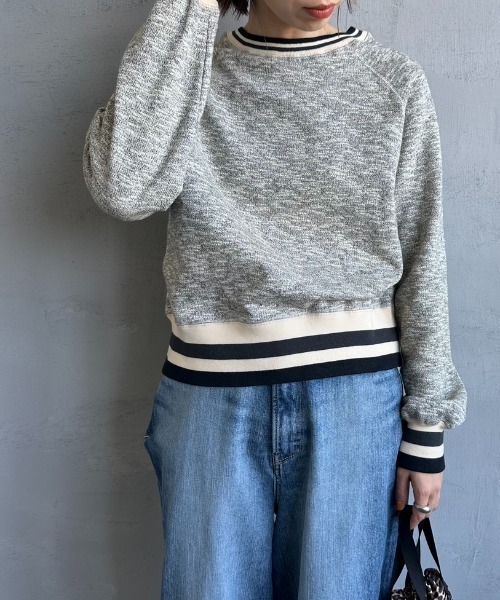 トレーナー スウェット 「別注」Healthknit / ライン リブ クルーネック スウェット レディース Healthknit トレーナー スウェット 「HEALTHKNIT/ヘルスニット