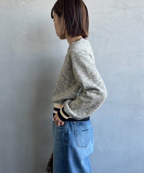 トレーナー スウェット 「別注」Healthknit / ライン リブ クルーネック スウェット レディース Healthknit トレーナー スウェット 「HEALTHKNIT/ヘルスニット